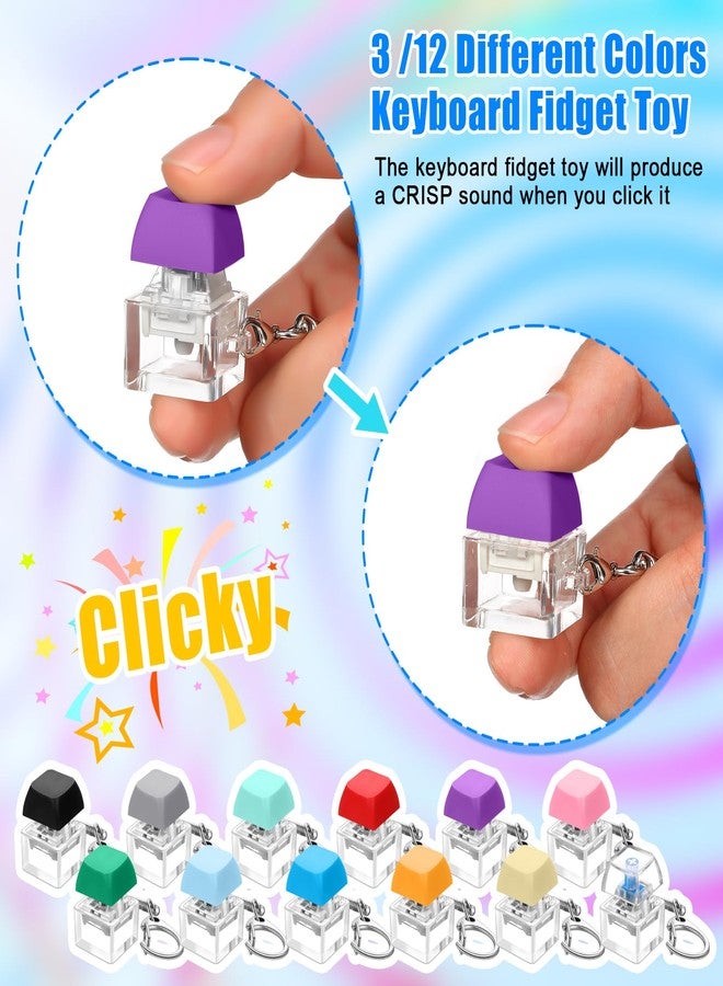 Nosiny 48 Pcs Keyboard Fidget Toys Keyboard Fidget Keychains for Adults Teens Finger Stress Relief Keycap for Boys Girls Students Decompression Gifts(12 Color) - Image 3